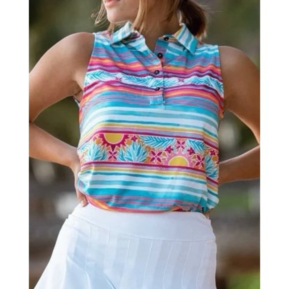 Kenny Flowers Multicolor Striped Sleeveless Polo